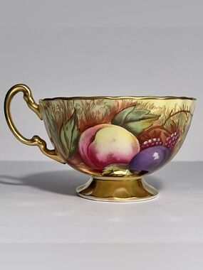 AYNSLEY ORCHARD GOLD Nancy Brunt Painted 1950s TEACUP / No Saucer / MUCH GOLD